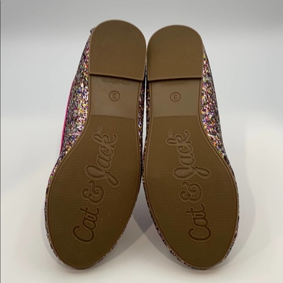 CAT & JACK LESLEY GLITTER BALLET FLATS SIZE 3 - Picture 6 of 10